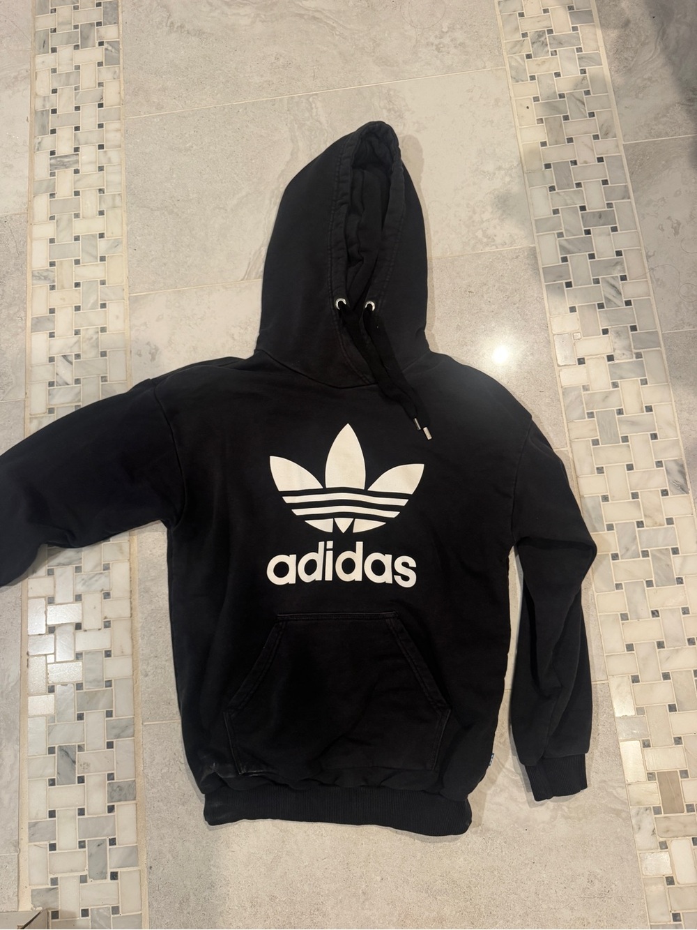adidas Black Hoodie with White Trefoil Logo